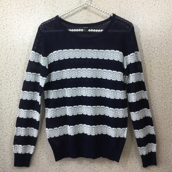 Forever 21 Navy & White Sweater, S - Picture 1 of 3